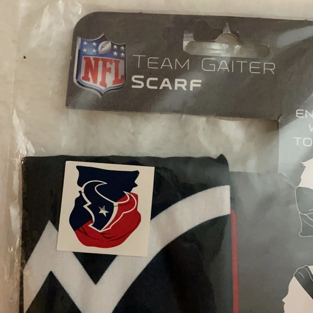 NEW SET OF 2 NFL HOUSTON TEXANS TEAM GAITER, SCARF, HEADBAND. UNISEX